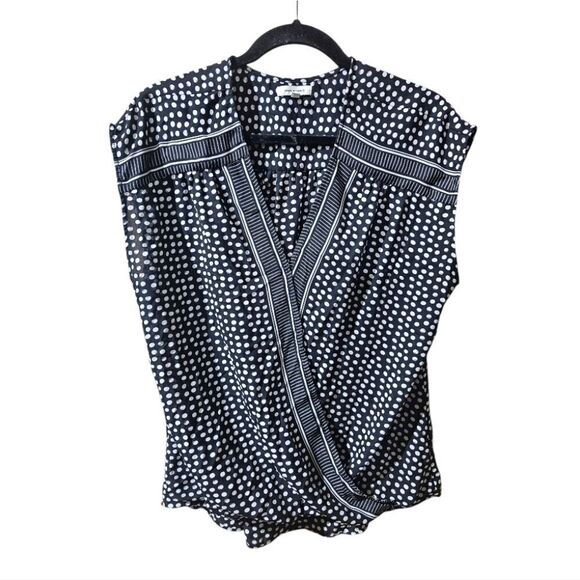 MAX STUDIO Hi-Lo Black & White Faux Wrap Top - Size Large - Picture 1 of 8